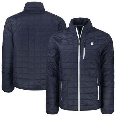 Men's Cutter & Buck  Navy Houston Astros Big Tall Rainier PrimaLoft® Eco Insulated Full-Zip Hoodie Puffer Jacket
