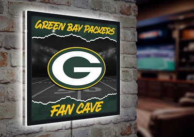 Green Bay Packers 23" LED Fan Cave Square-Shaped Lighted Wall Sign