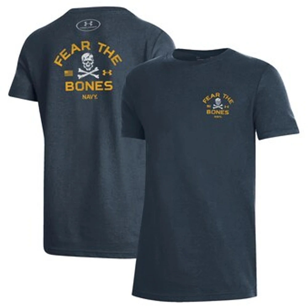 Youth Under Armour Navy Midshipmen 2024 Rivalry Fear The Bones Performance T-Shirt