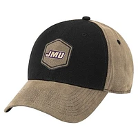 Men's Colosseum Black/Tan James Madison Dukes Oiled Canvas Adjustable Hat