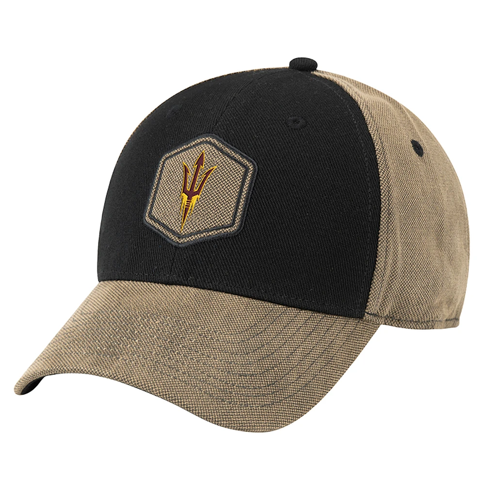 Men's Colosseum Black/Tan Arizona State Sun Devils Oiled Canvas Adjustable Hat