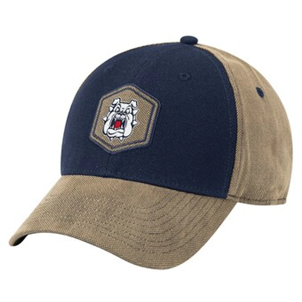 Men's Colosseum Navy/Tan Fresno State Bulldogs Oiled Canvas Adjustable Hat