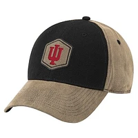 Men's Colosseum Black/Tan Indiana Hoosiers Oiled Canvas Adjustable Hat