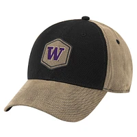 Men's Colosseum Black/Tan Washington Huskies Oiled Canvas Adjustable Hat