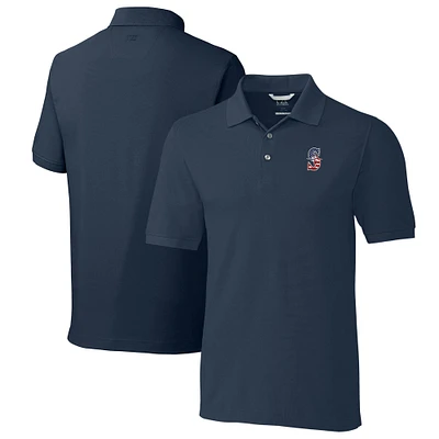 Men's Cutter & Buck Navy Seattle Mariners Big Tall Americana Advantage Pique DryTec Tri-Blend Polo