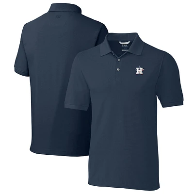 Men's Cutter & Buck Navy Houston Astros Big Tall Americana Advantage Pique DryTec Tri-Blend Polo