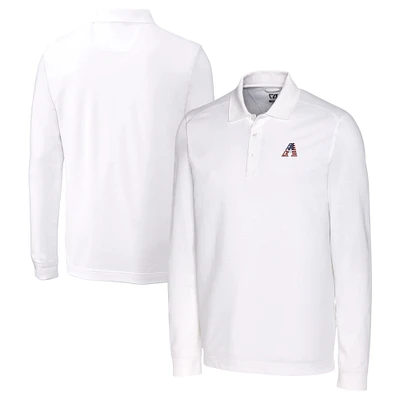 Men's Cutter & Buck White Arizona Diamondbacks Big Tall Americana Advantage Eco Pique DryTec Tri-Blend Long Sleeve Polo