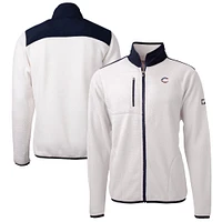 Men's Cutter & Buck Oatmeal Cincinnati Reds Big Tall Americana Cascade Eco Fleece Full-Zip Jacket
