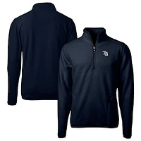 Men's Cutter & Buck Navy Tampa Bay Rays Big Tall Americana Cascade Eco Fleece Quarter-Zip Jacket