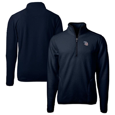 Men's Cutter & Buck Navy Tampa Bay Rays Big Tall Americana Cascade Eco Fleece Quarter-Zip Jacket