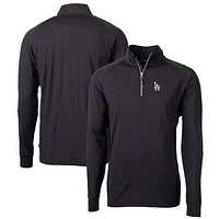 Men's Cutter & Buck Black Los Angeles Dodgers Big Tall Adapt Eco Knit Stretch Recycled Quarter-Zip Pullover Top