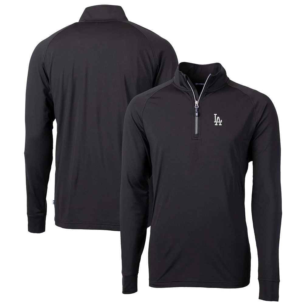 Men's Cutter & Buck Black Los Angeles Dodgers Big Tall Adapt Eco Knit Stretch Recycled Quarter-Zip Pullover Top