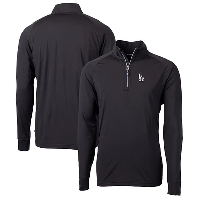 Men's Cutter & Buck Black Los Angeles Dodgers Big Tall Adapt Eco Knit Stretch Recycled Quarter-Zip Pullover Top