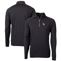 Men's Cutter & Buck Black Los Angeles Dodgers Big Tall Adapt Eco Knit Stretch Recycled Quarter-Zip Pullover Top