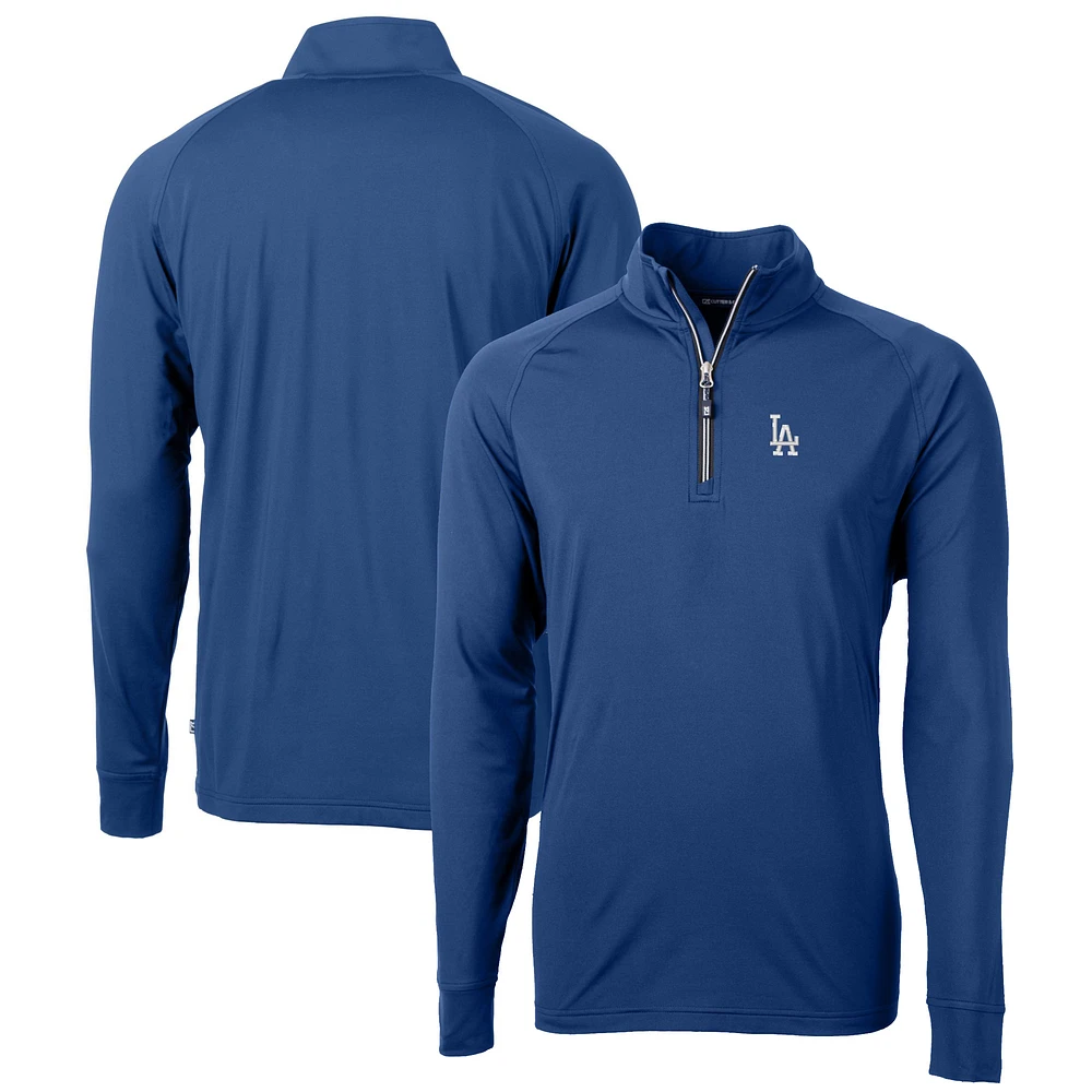 Men's Cutter & Buck Blue Los Angeles Dodgers Big Tall Adapt Eco Knit Stretch Recycled Quarter-Zip Pullover Top