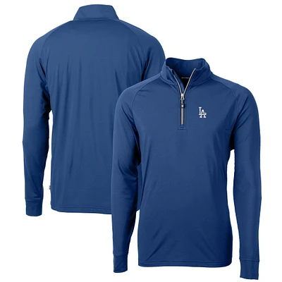 Men's Cutter & Buck Blue Los Angeles Dodgers Big Tall Adapt Eco Knit Stretch Recycled Quarter-Zip Pullover Top