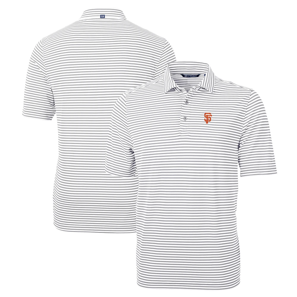 Men's Cutter & Buck Gray San Francisco Giants Big Tall Virtue Eco Pique Stripe Recycled Polo