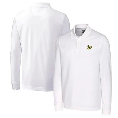 Men's Cutter & Buck White Athletics Big Tall Advantage Eco Pique DryTec Tri-Blend Long Sleeve Polo