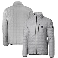 Men's Cutter & Buck Gray Colorado Rockies Big Tall Rainier PrimaLoft® Eco Insulated Full-Zip Puffer Jacket