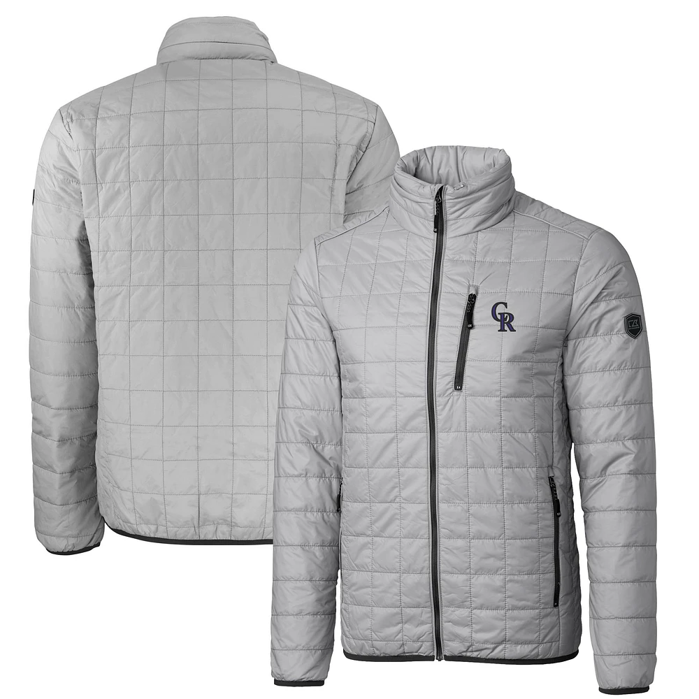 Men's Cutter & Buck Gray Colorado Rockies Big Tall Rainier PrimaLoft® Eco Insulated Full-Zip Puffer Jacket