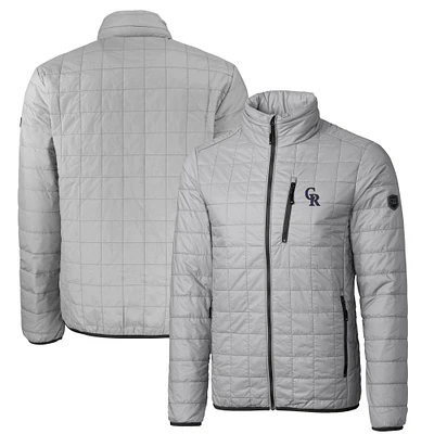Men's Cutter & Buck Gray Colorado Rockies Big Tall Rainier PrimaLoft® Eco Insulated Full-Zip Puffer Jacket