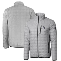 Men's Cutter & Buck Gray Colorado Rockies Big Tall Rainier PrimaLoft® Eco Insulated Full-Zip Puffer Jacket