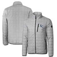 Men's Cutter & Buck Gray Kansas City Royals Big Tall Rainier PrimaLoft® Eco Insulated Full-Zip Puffer Jacket