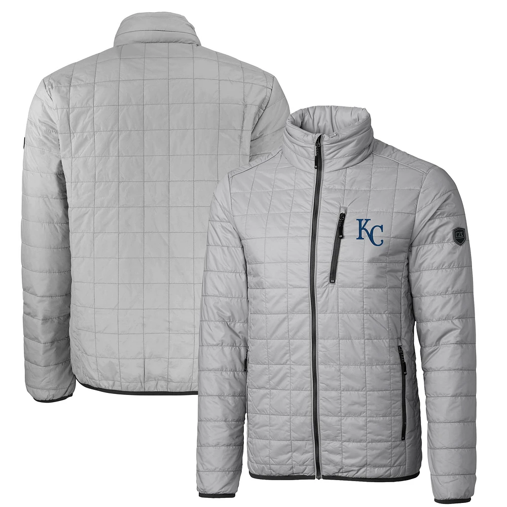 Men's Cutter & Buck Gray Kansas City Royals Big Tall Rainier PrimaLoft® Eco Insulated Full-Zip Puffer Jacket