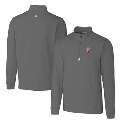 Men's Cutter & Buck Gray St. Louis Cardinals Big Tall Traverse Stretch Quarter-Zip Pullover Top
