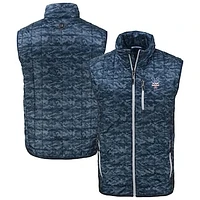 Men's Cutter & Buck  Navy New York Mets Rainier PrimaLoft® Eco Insulated Full-Zip Printed Puffer Vest