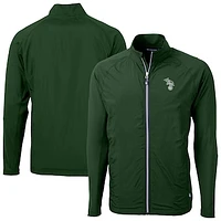 Men's Cutter & Buck Hunter Green Athletics Adapt Eco Knit Hybrid Recycled Full-Zip Jacket