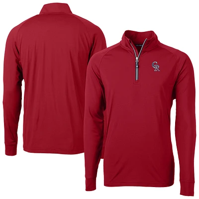 Men's Cutter & Buck Red Colorado Rockies Patriotic Logo Adapt Eco Knit Stretch Recycled Quarter-Zip Pullover Top