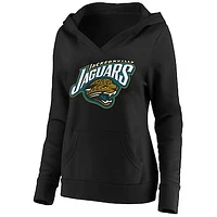 Women's Mitchell & Ness Black Jacksonville Jaguars Classic Logo V-Neck Pullover Hoodie