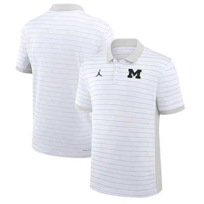 Men's Jordan Brand White Michigan Wolverines 2025 Early Season Coaches Sideline Victory Stripe Performance Polo
