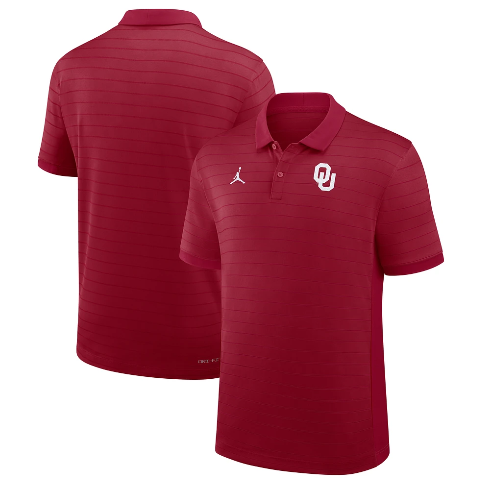 Men's Jordan Brand Crimson Oklahoma Sooners 2025 Early Season Coaches Sideline Victory Stripe Performance Polo