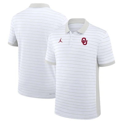 Men's Jordan Brand White Oklahoma Sooners 2025 Early Season Coaches Sideline Victory Stripe Performance Polo