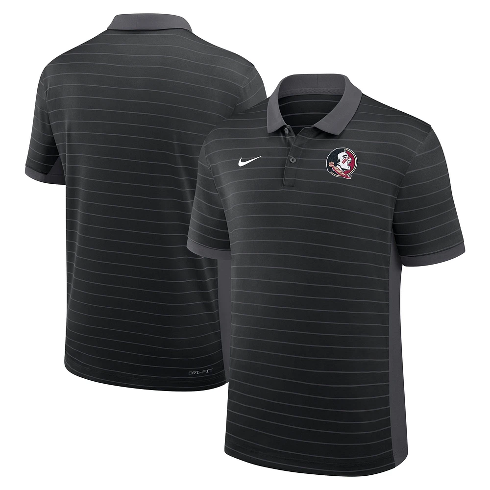 Men's Nike Black Florida State Seminoles 2025 Early Season Coaches Sideline Victory Stripe Performance Polo