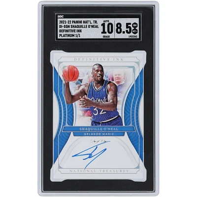 Shaquille O'Neal Orlando Magic Autographed 2021-22 Panini National Treasures Definitive Ink Platinum #DI-SQN #1/1 SGC Authenticated 8.5/10 Card