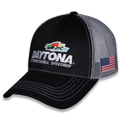 Men's Checkered Flag Sports Black Daytona International Speedway Daytona 500 Logo Adjustable Hat