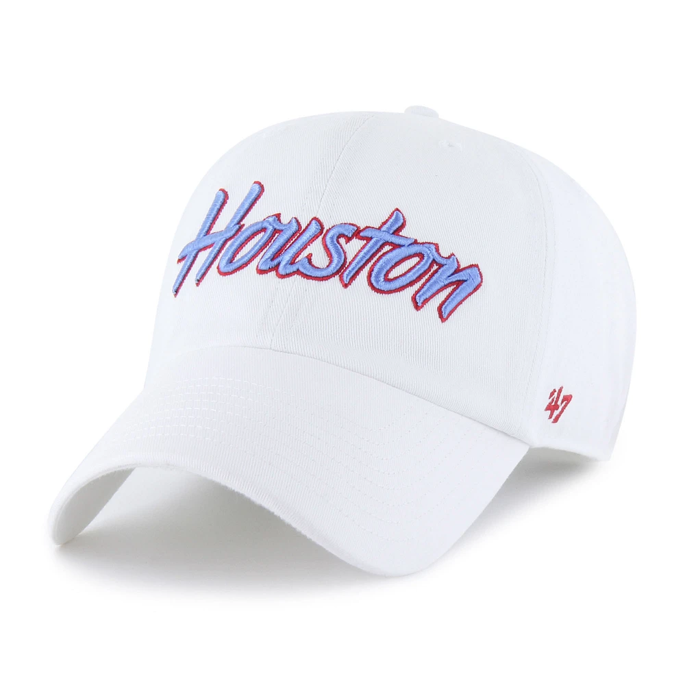 Men's '47  White Houston Cougars Script Clean Up Adjustable Hat