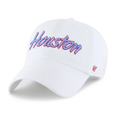 Men's '47  White Houston Cougars Script Clean Up Adjustable Hat