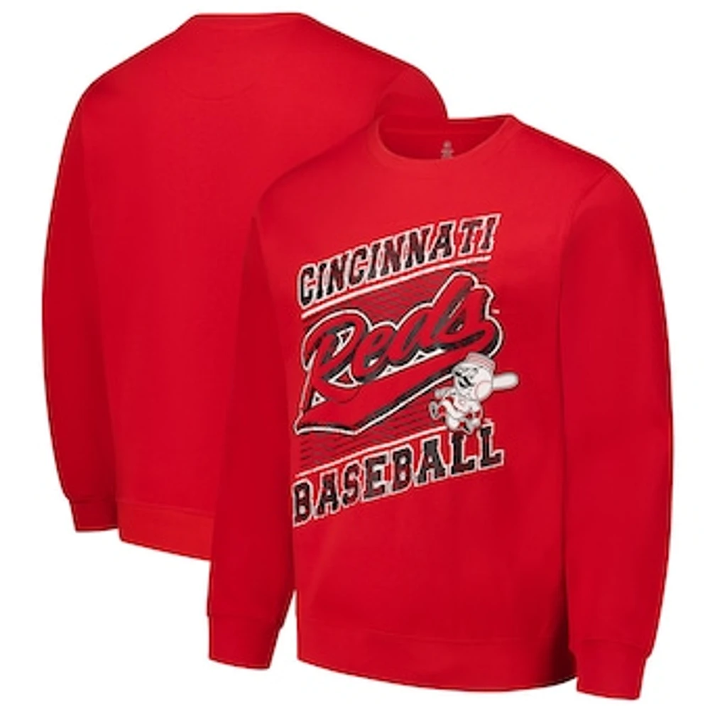 Men's Stitches Red Cincinnati Reds Pullover Sweatshirt