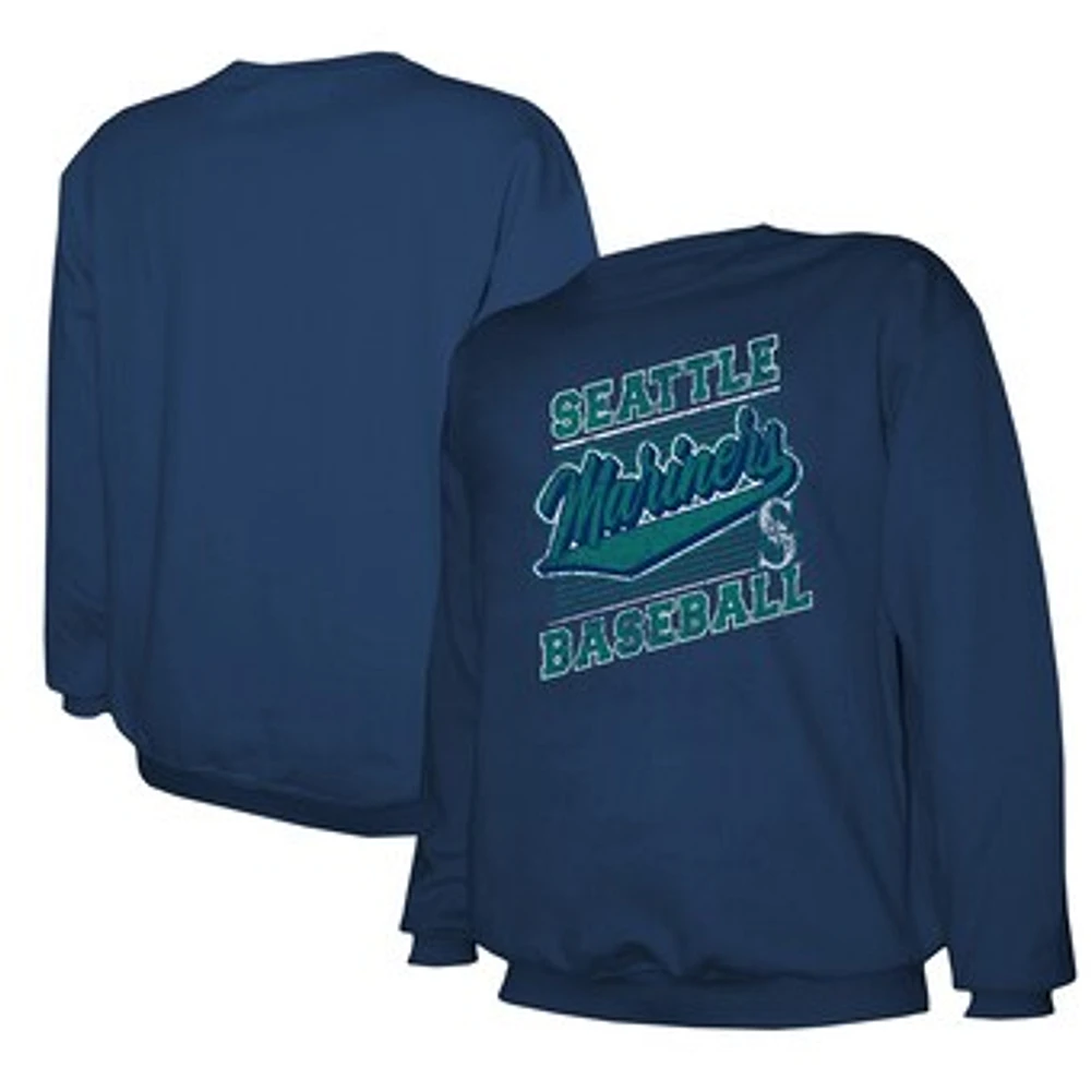 Men's Stitches Navy Seattle Mariners Pullover Sweatshirt