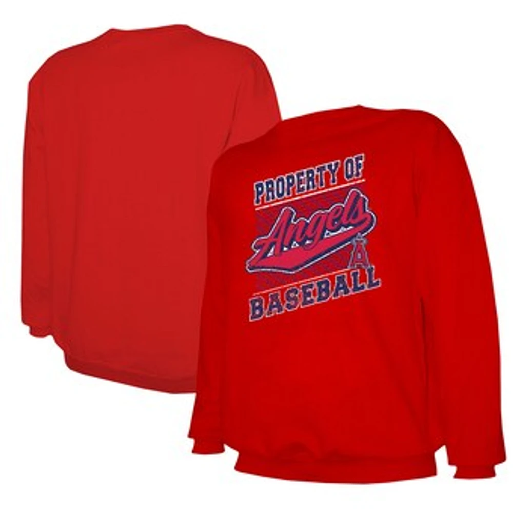 Men's Stitches Red Los Angeles Angels Pullover Sweatshirt