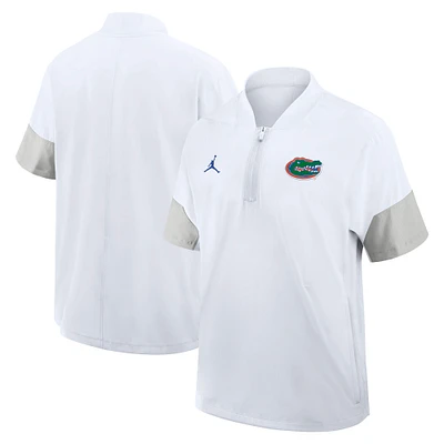Men's Jordan Brand White Florida Gators 2025 Sideline Short Sleeve Quarter-Zip Coach Jacket