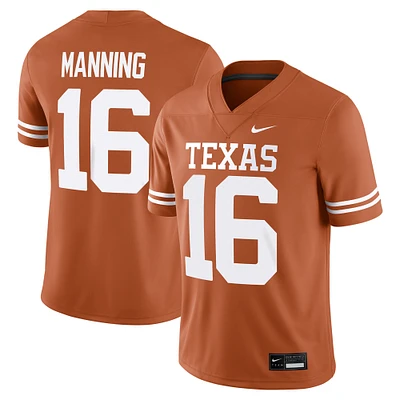 Men's Nike Arch Manning Orange Texas Longhorns NIL Football Game Jersey