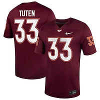 Men's Nike Bhayshul Tuten Maroon Virginia Tech Hokies NIL Football Game Jersey