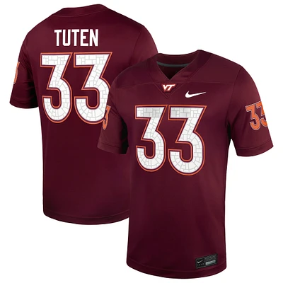 Men's Nike Bhayshul Tuten Maroon Virginia Tech Hokies NIL Football Game Jersey