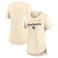 Women's Nike  Cream West Virginia Mountaineers Script Logo Tri-Blend T-Shirt