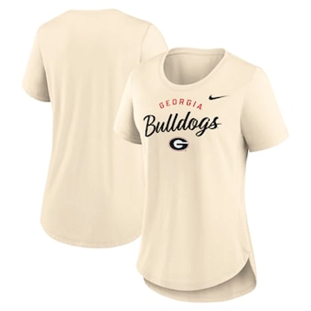 Women's Nike  Tan Georgia Bulldogs Script Logo Tri-Blend T-Shirt